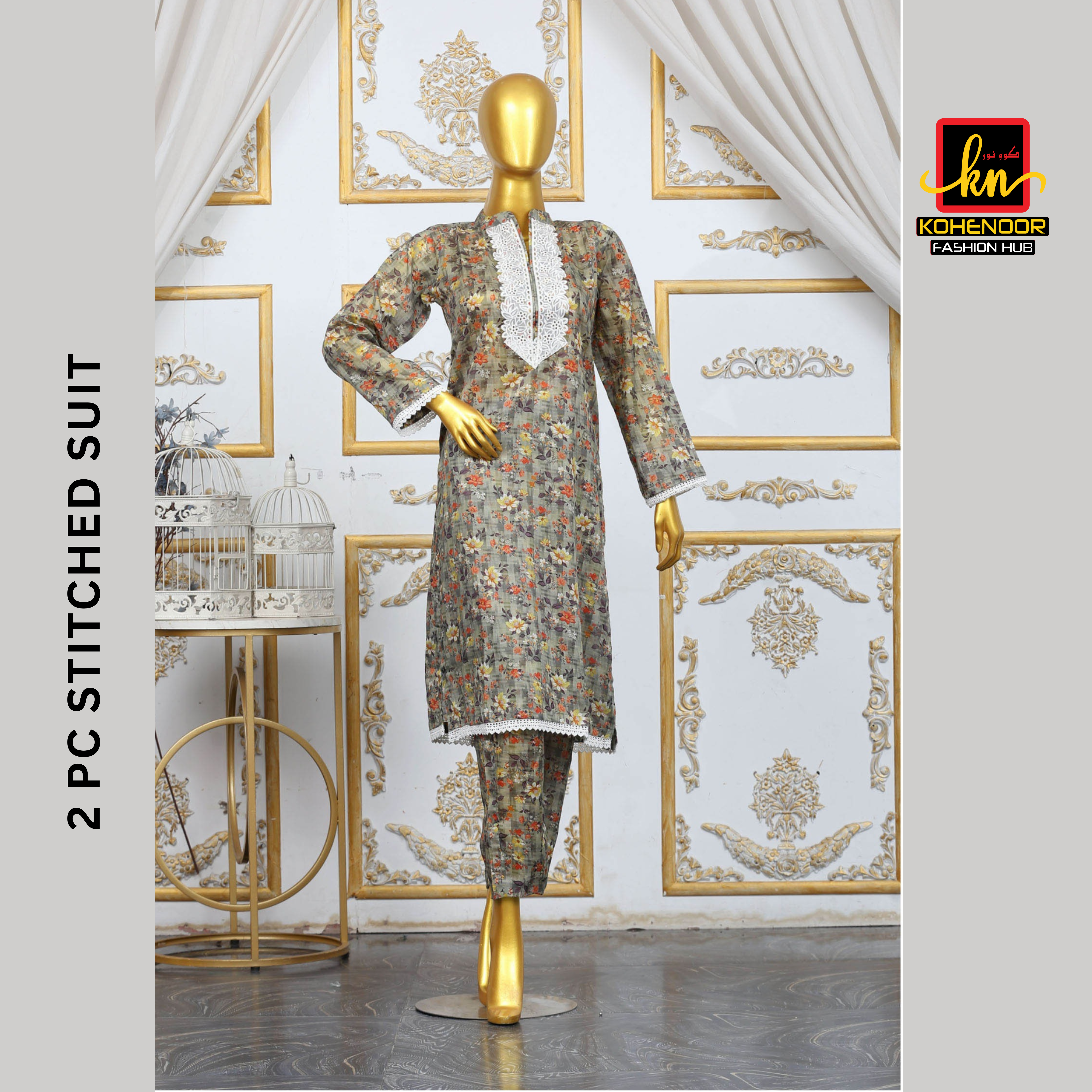 Digital Print Stitched Suit (2PC)