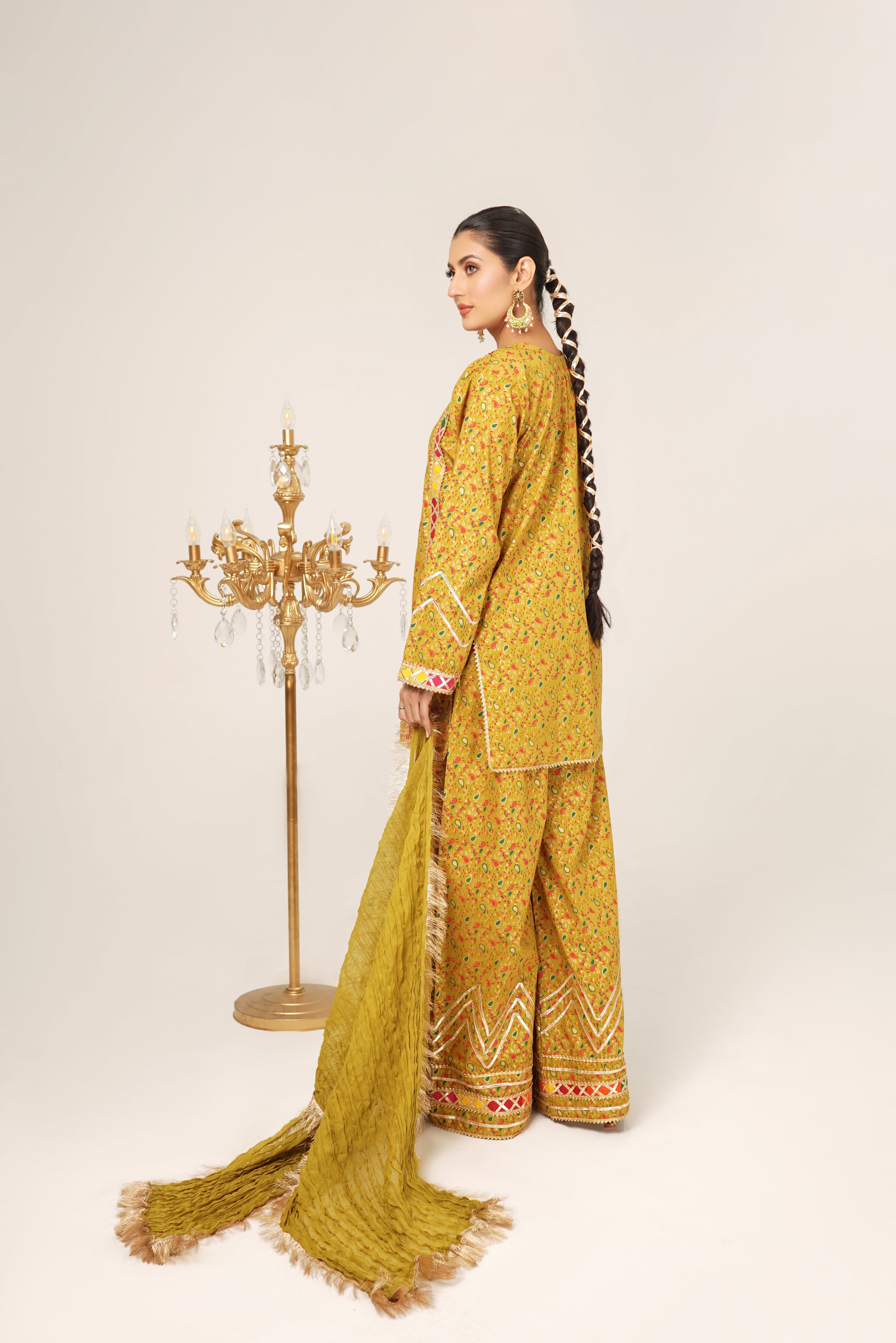 Block Print  Flapper Suit Stitched (3PC)