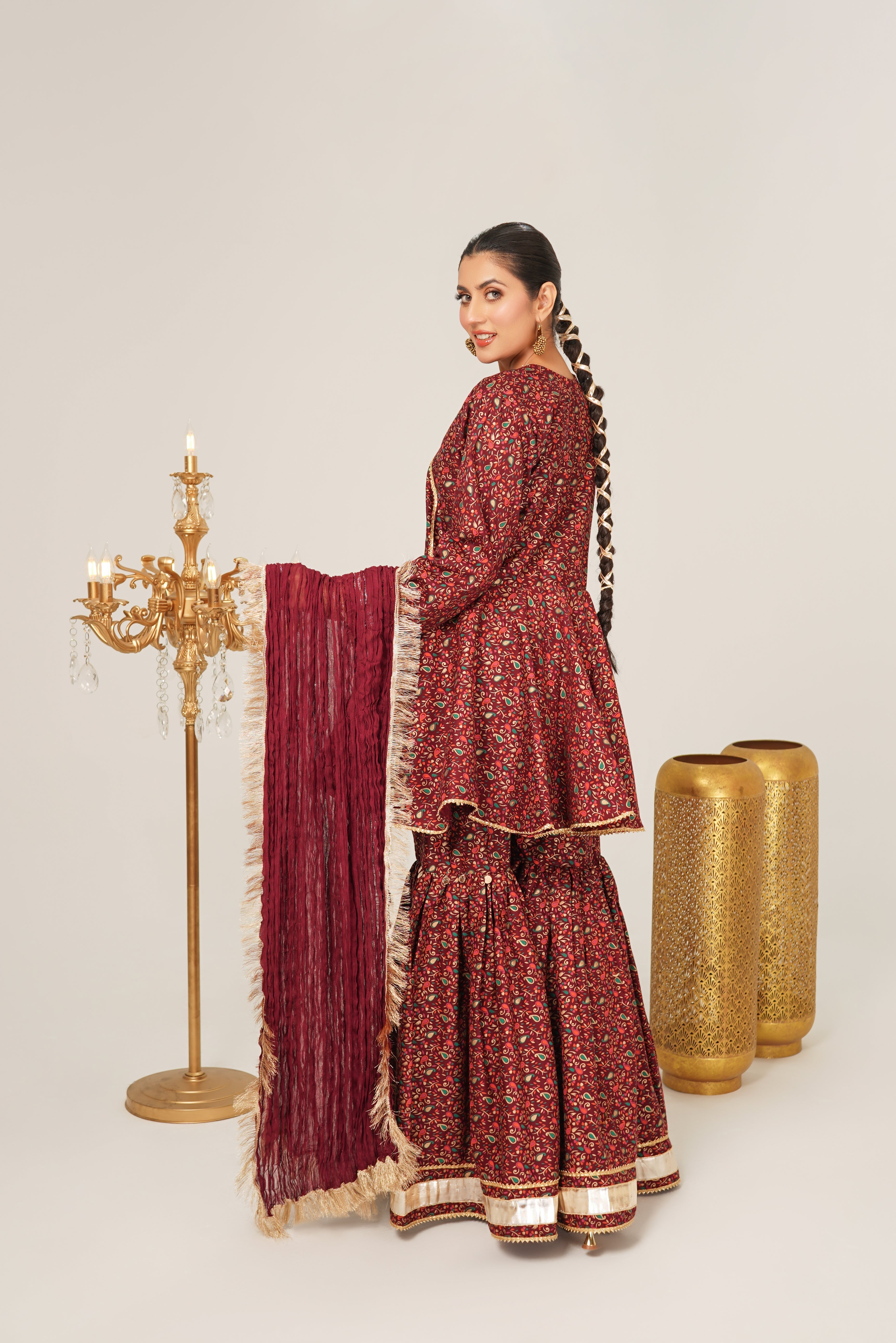 Block Print Gararah Suit Stitched (3PC)