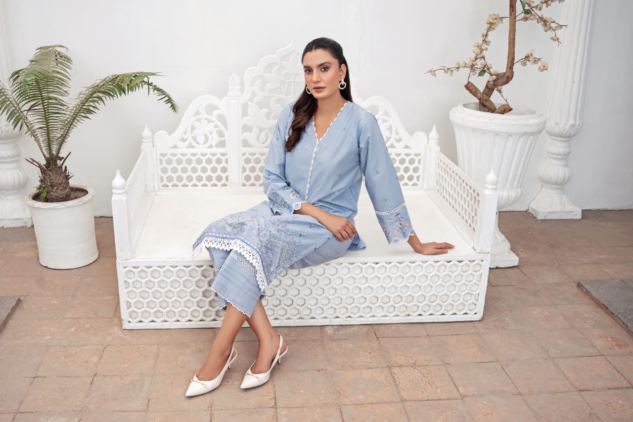 Stitched Embroidered - Lawn Suit (2PC)