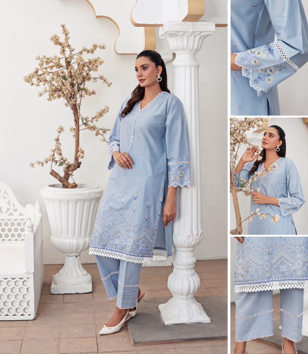 Stitched Embroidered - Lawn Suit (2PC)
