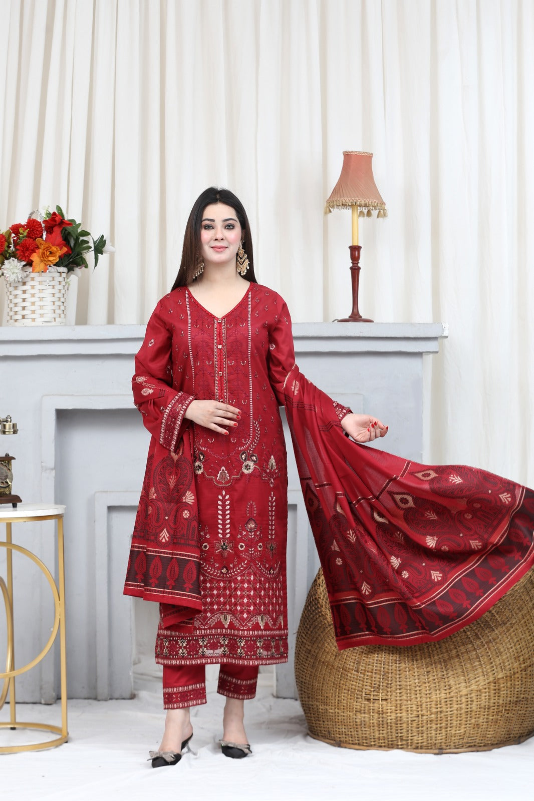 Embroidered Lawn Suit Stitched (3PC)