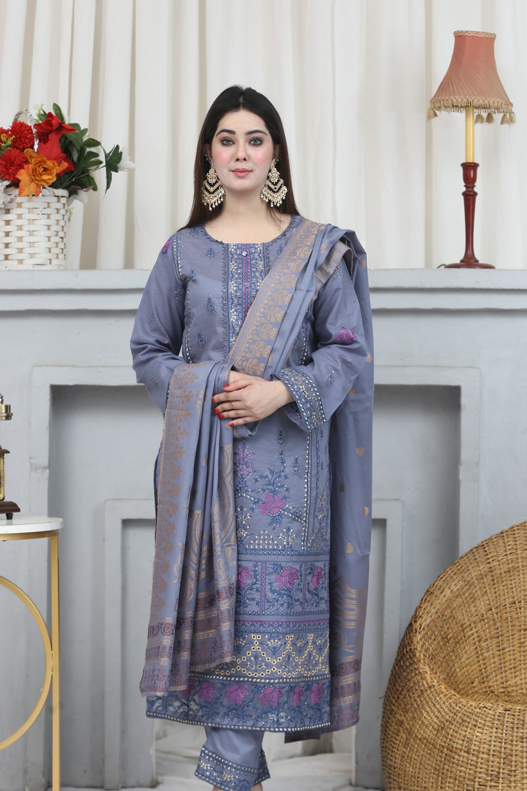 Embroidered Lawn Suit Stitched (3PC)