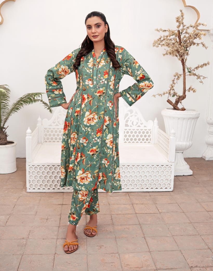 2PC - Stitched - Digital Print - Lawn Frock